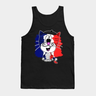 Bastille Day 14 July French Tricolore Cat Funny Tank Top